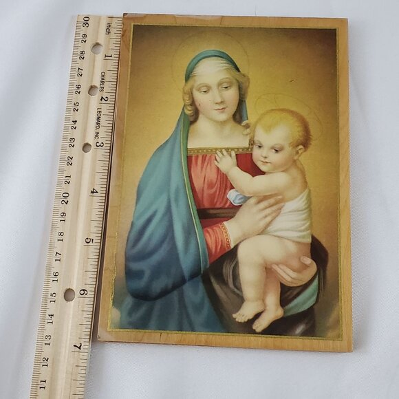 VTG Madonna del Granduca & Child by Raffaello Sanzio Religious Wood Icon *READ* - Picture 4 of 13